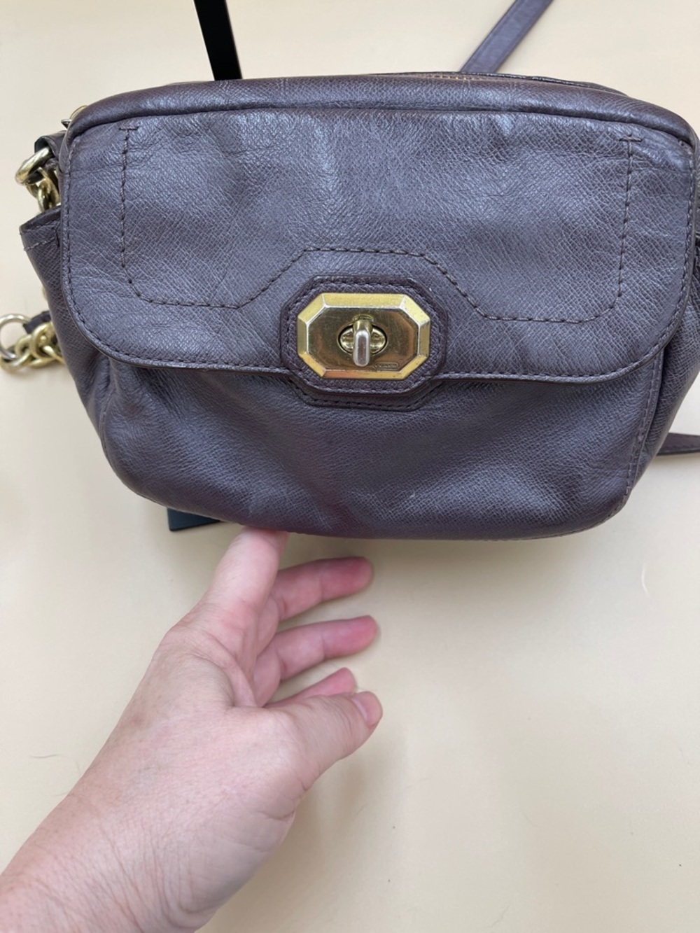Coach Small Leather Crossbody in Dark Brown with Gold Hardware J1320-F24843